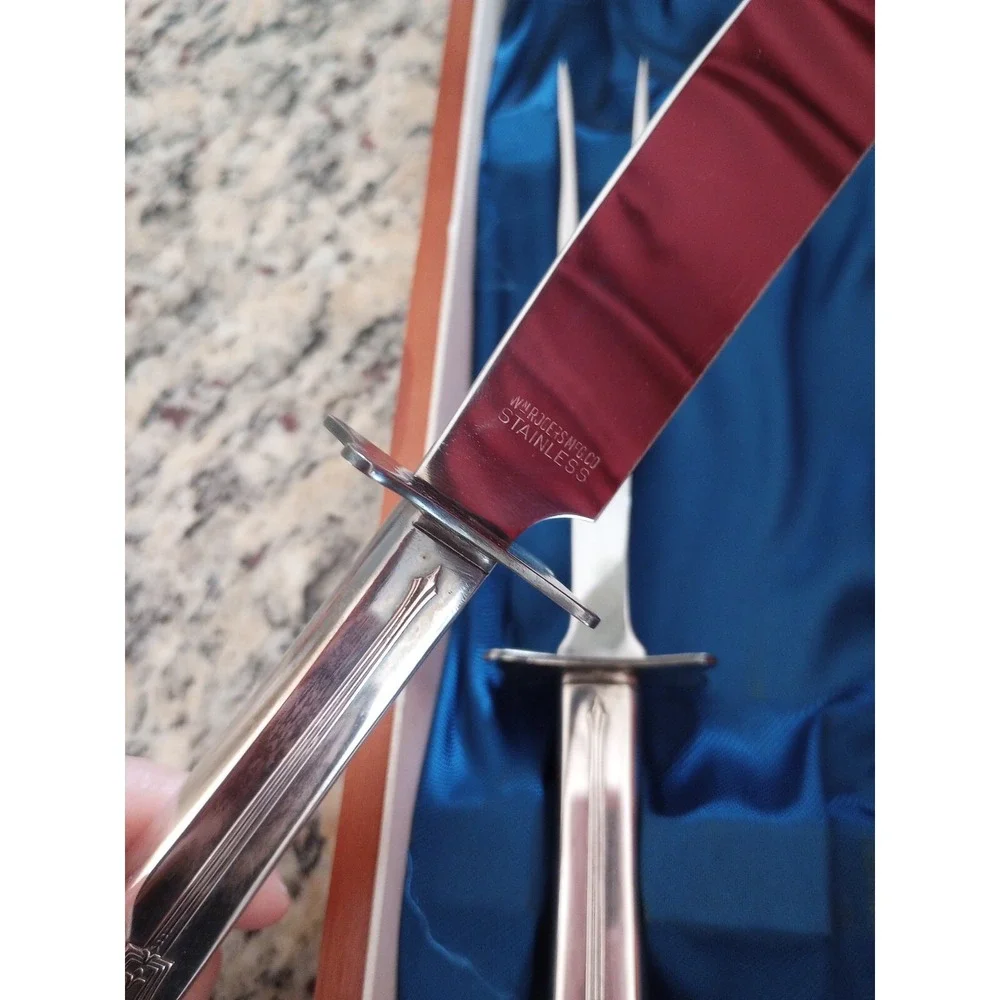 VTG William Rogers Mfg. Co. 3-Piece Carving Knife Set W/Sharpening Wand EUC